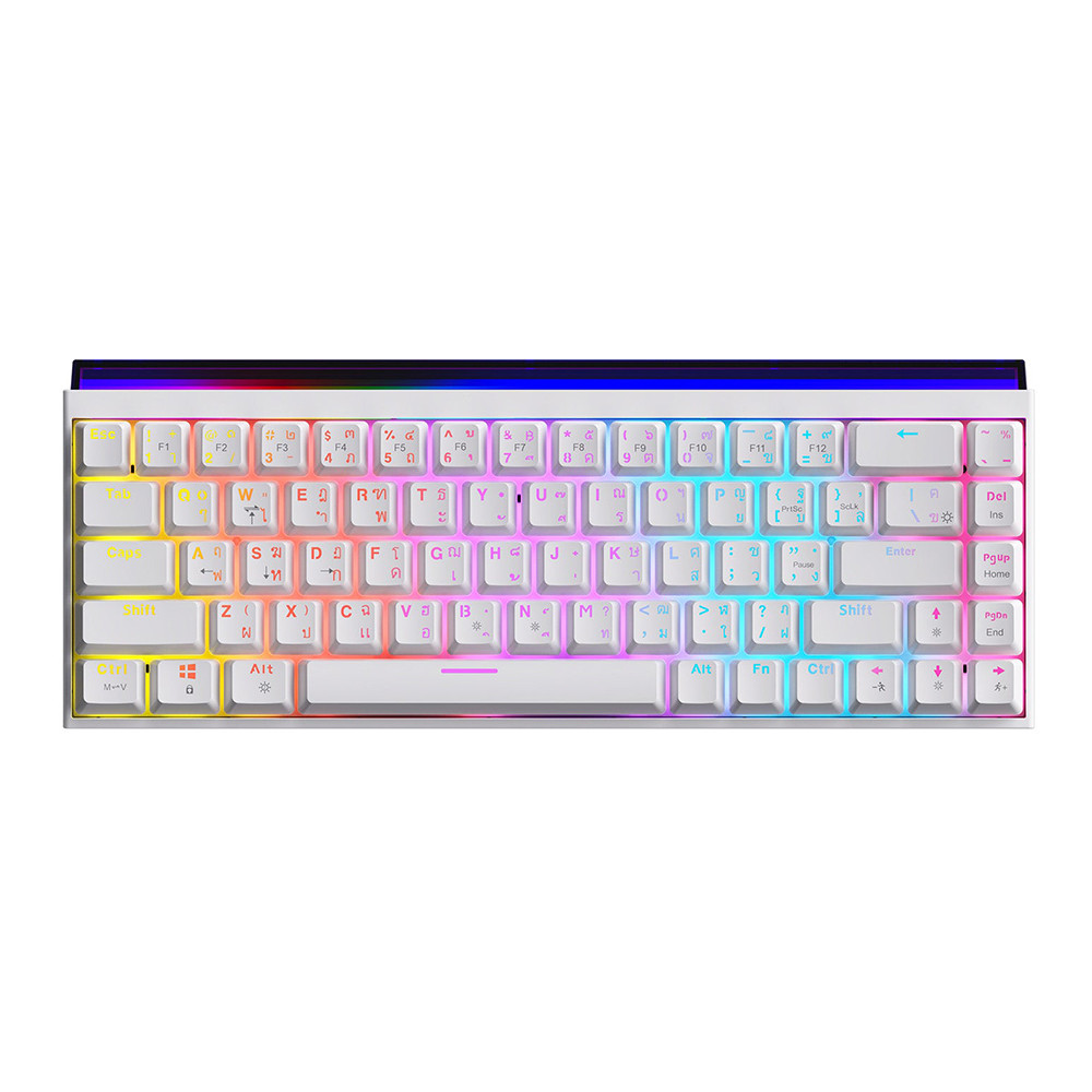 KEYBOARD (คีย์บอร์ด) AJAZZ NK68 - RED SWITCH RAINBOW LED EN/TH WHITE ::