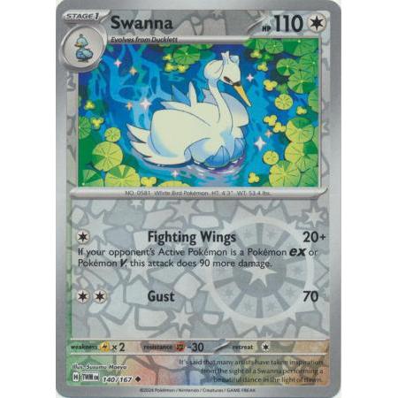การ์ดโปเกมอน Swanna - 140/167 - Uncommon Reverse Holo