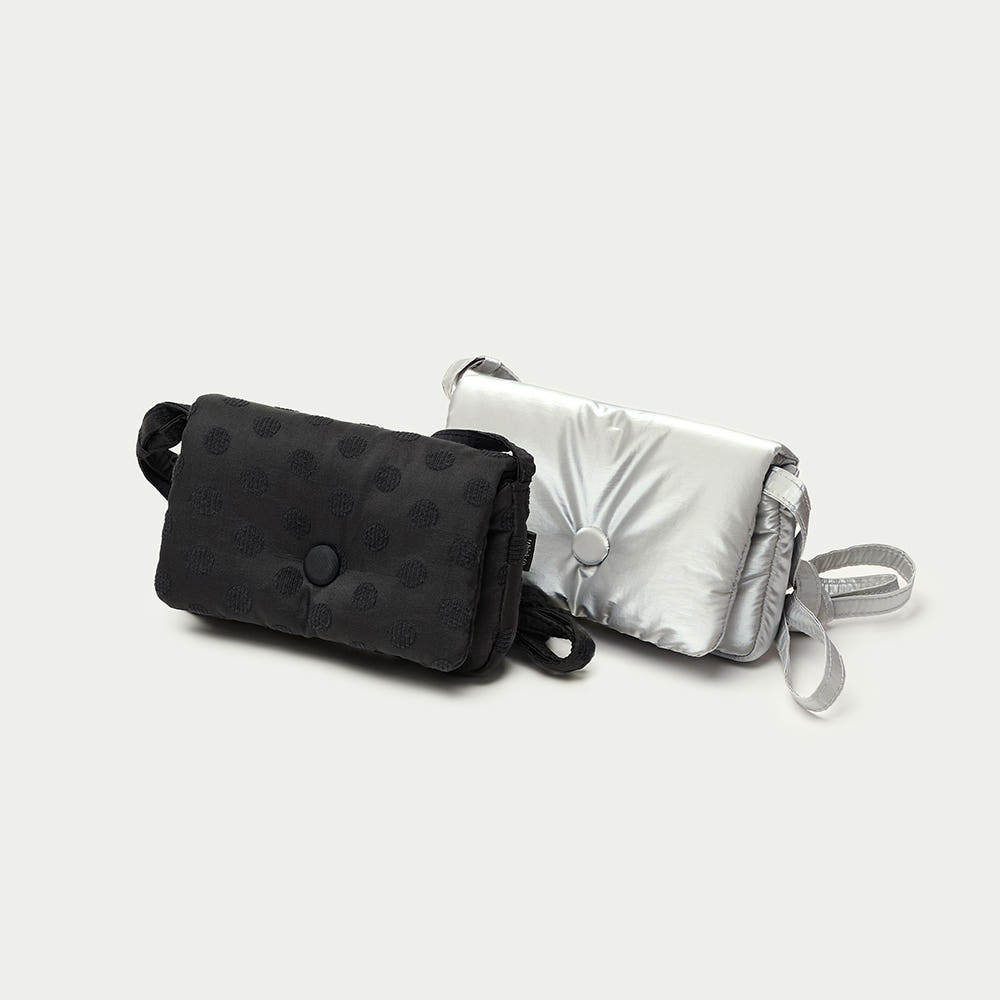 [ITHINKSO] Puffy Mini X Cross Bag – Travel Phone Mini Crossbody Bag, Dot / Shiny