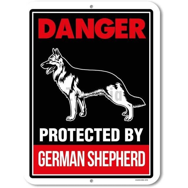 ดีคําเตือนปกป้อง Pit Bull Pitbull สุนัขระวัง Vintage โลหะป้ายดีบุก Guard Plaque Retro Shabby ตกแต่งบ