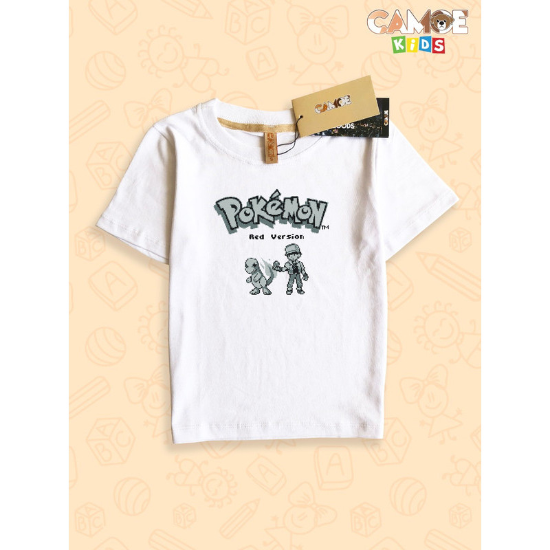 KIDS UT Pokemon Pixel Art Pokemon Red Version Cover Charmander KIDS เสื้อยืด