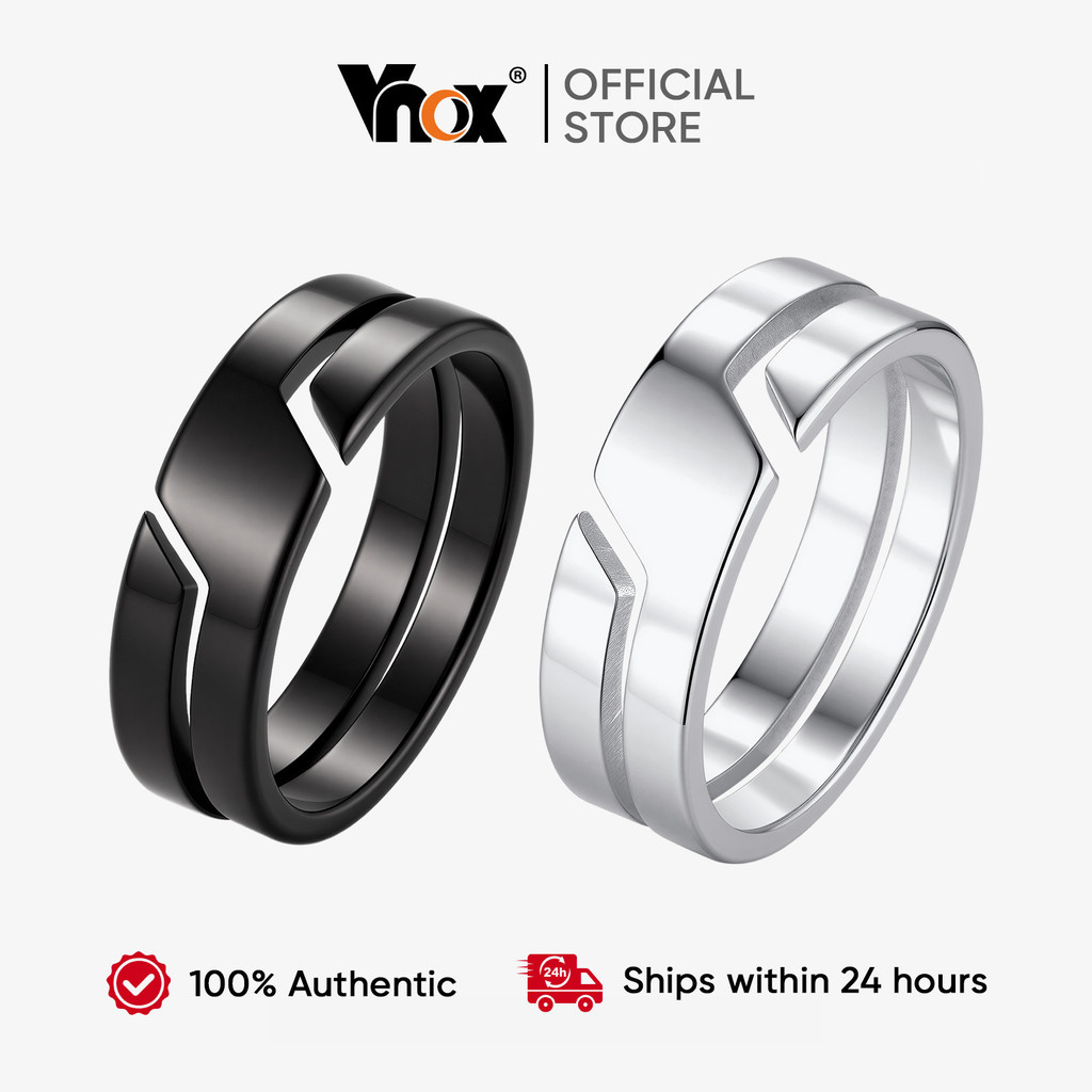 VNOX วีน็อกซ์ แหวนวงเรขาคณิตขัดเงาสําหรับผู้ชายเครื่องประดับแฟชั่นสแตนเลสที่มีการออกแบบประจําวันที่โดดเด่น