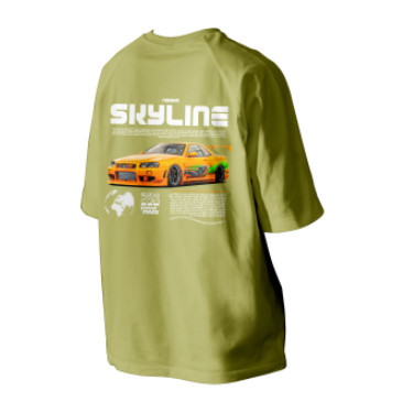 เสื้อยืดคอกลม Nissan Skyline .material: ไมโครไฟเบอร์