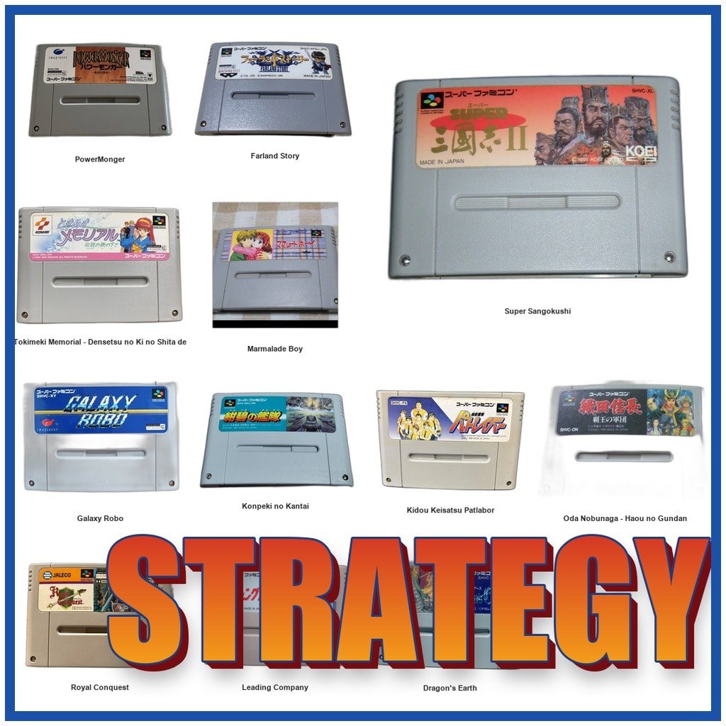 Strategy Simulation Super Sangokushi/PowerMonger/Farland Story SFC SNES Super Famicom Used Tested Wo