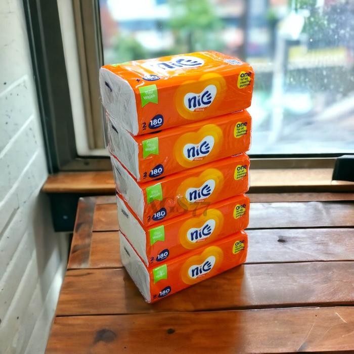 Sw4u (แพ็ค 5 ชิ้น) กระดาษเช็ดหน้า Nice Living 2Ply 180 แผ่น 5 แพ็คกระดาษเช็ดหน้าเนื้อเยื่อแห้ง