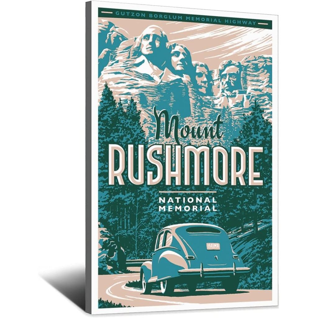 Vintage Travel โปสเตอร์ Mount Rushmore National Memorial ประติมากรรมผ้าใบ Art โปสเตอร์ภาพ Wall Decor