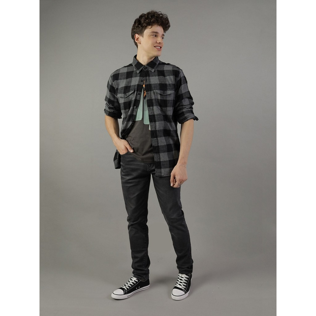 American Eagle เสื้อเชิ้ตผู้ชาย CF CSC SALVADOR TWILL FLANNEL สี CHARCOAL ASH - 015-2202-063