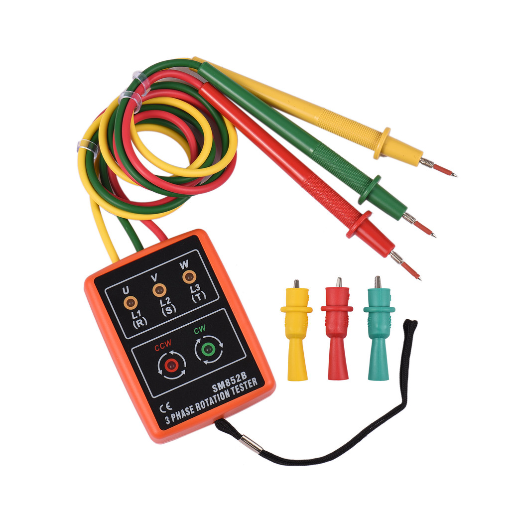 เครื่องทดสอบเฟสแบบพกพา 3 Rotation Phase-squence Meter ตัวบ่งชี้ลําดับเฟสพร้อม LED Buzzer 60V ~ 600V