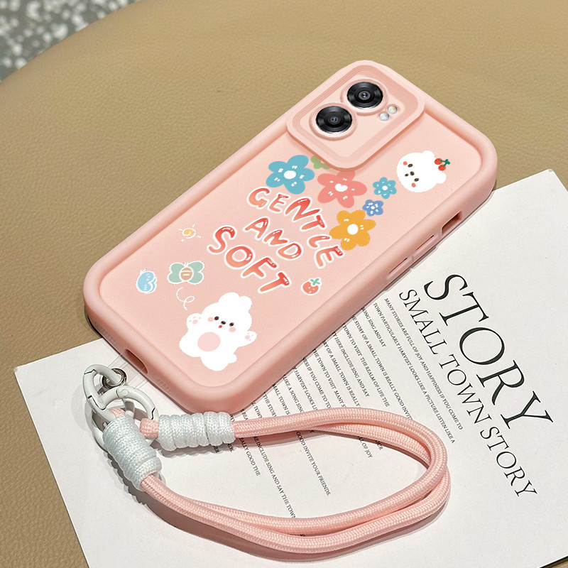 HPเคสโทรศัพท์สําหรับOPPO A57 2022 A77 2022 A57s A57e A77s A57 5G A77 5G A56S 5Gกรณีดอกไม้หมีซิลิโคนC