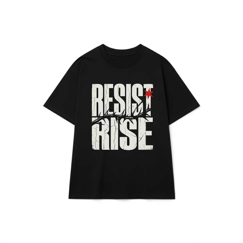 RESIST RISE Streetwear เสื้อยืดหลวมรูปแบบผ้าฝ้ายคุณภาพสูง Punk Industrial Style - 130826-10-57-JRN