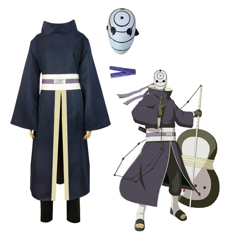 อะนิเมะ Tobi Uchiha คอสเพลย์เครื่องแต่งกาย Obito หน้ากาก Carnival ฮาโลวีนเครื่องแต่งกายสําหรับผู้ใหญ