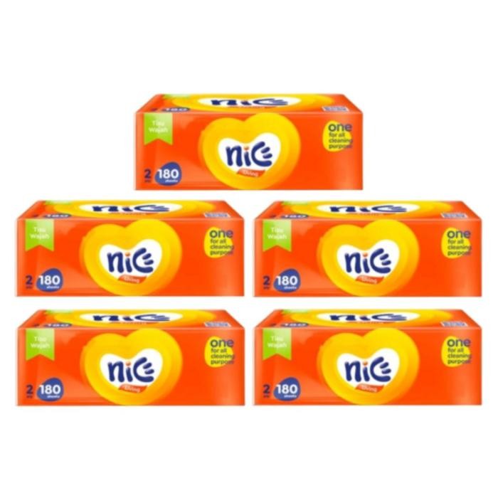 Sw4u [5 แพ็คแพ็ค] กระดาษเช็ดหน้า Nice Living กระดาษเช็ดหน้านุ่มไม่ขาดง่าย 2Ply 180