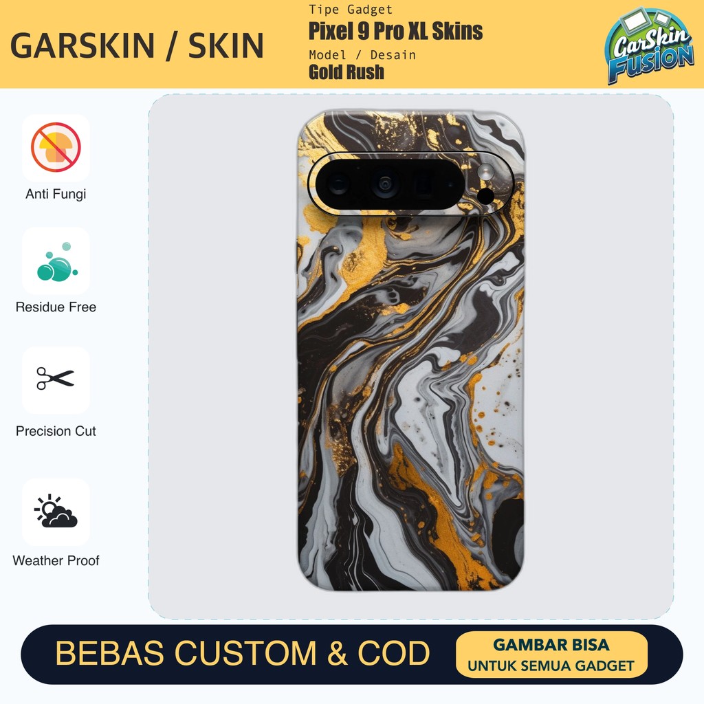 Skin Vinyl Pixel 9 Pro XL Gold Rush Anti Scratch Protector Case | โดยฟิวชั่น | รหัส - QN87