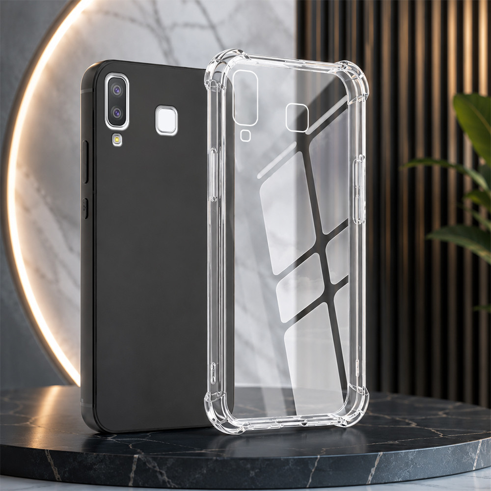 เคส tpu สีดํา Samsung A8 Star / A9 Star vs โปร่งใสยืดหยุ่นเพื่อจํากัดการตก