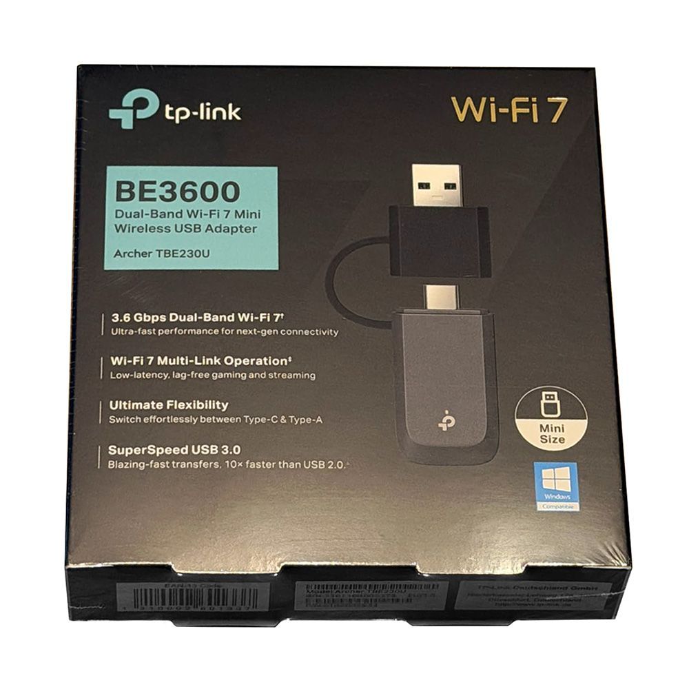 TP-Link Archer TBE230U BE3600 Dual-Band Wi-Fi 7 Mini Wireless USB Adapter