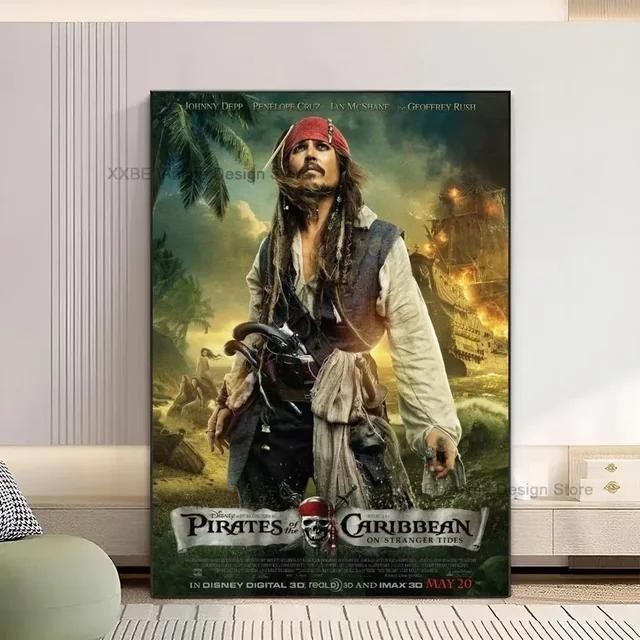 Pirates of The Caribbean Movie Poster Wall Canvas - Modern Art Decor สําหรับห้องนอน ห้องนั่งเล่น Bed