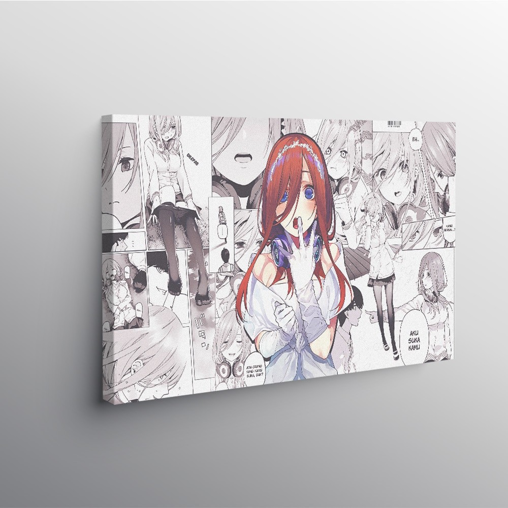 Nakano Miku Gotoubun no Hanayome ภาพวาด Wall Art โปสเตอร์กรอบผ้าใบสําหรับห้องบ้านห้องนอนหอพัก Art กรอบไม้ตกแต่ง
