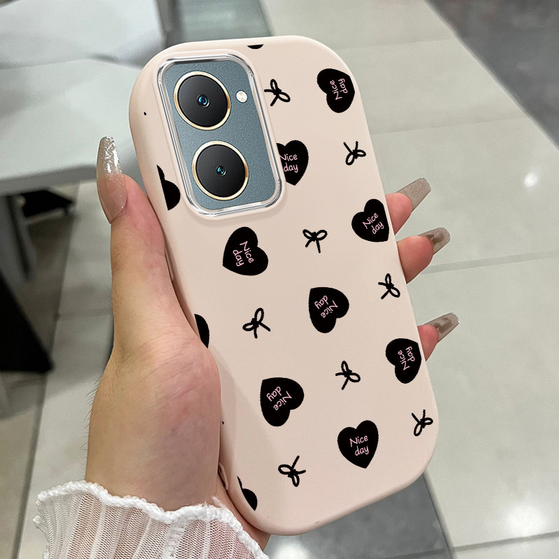 เคสสำหรับ VIVO Y03 Y03T Y18 Y18i Y18e Y18T Y37 5G Y28s 5G เคสโทรศัพท์รูปหัวใจกุทัณฑ์กันกระแทกกลมและอ้วน