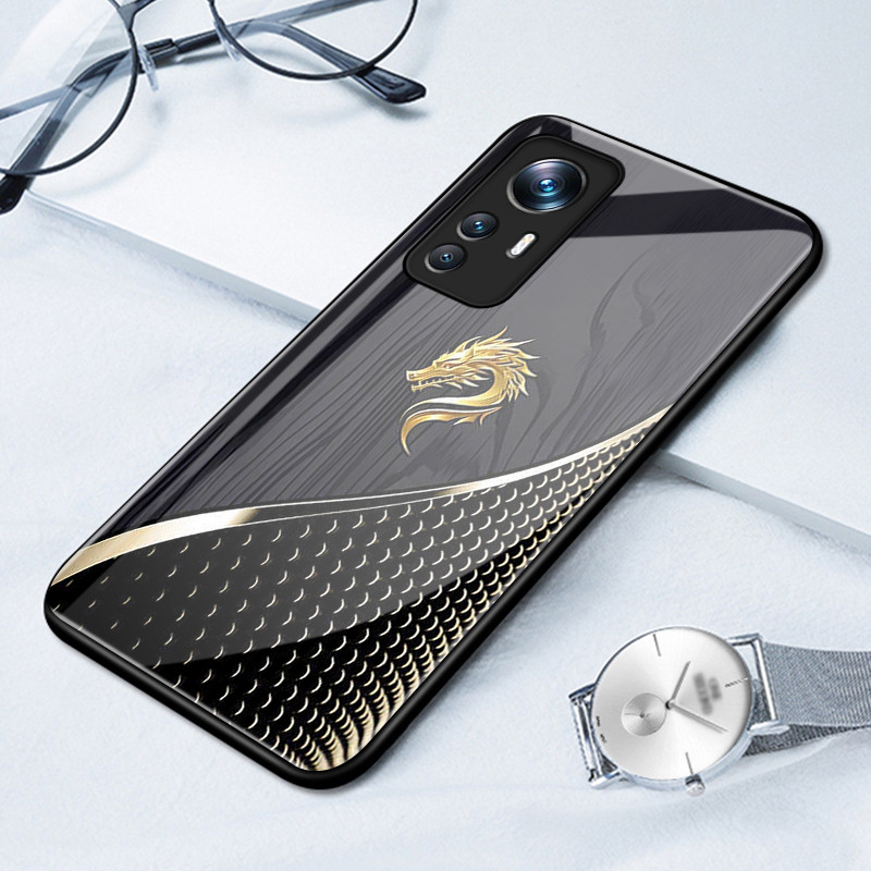 เคสสำหรับ Xiaomi 12T 5G 12T Pro 5G เคสโทรศัพท์มังกรเปลือกแก้วกันกระแทก