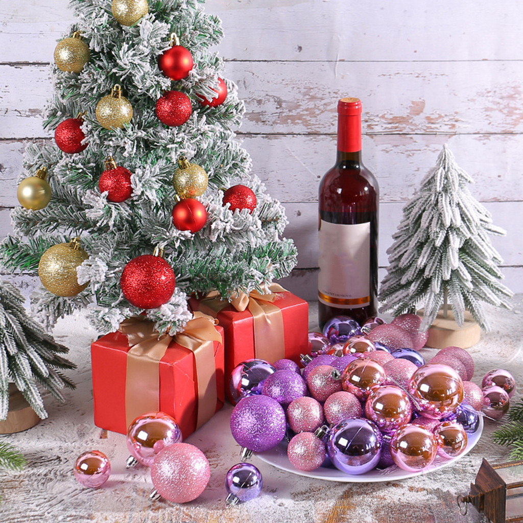 Stg_44 ชิ้นลูกคริสต์มาสเครื่องประดับ Shatterproof พลาสติก Baubles ต้นคริสต์มาสแขวนตกแต่งสําหรับ Holi