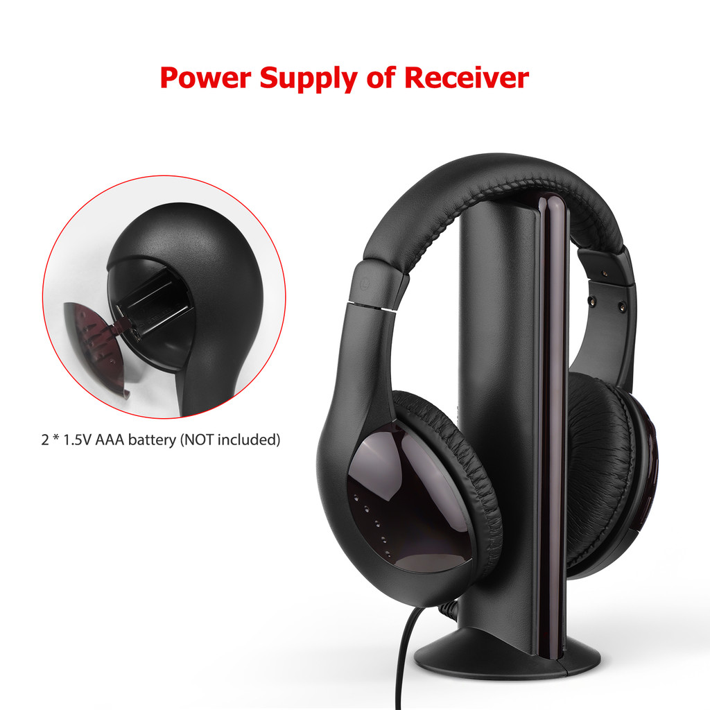 Dubth 5-in-1 ชุดหูฟังไร้สายมัลติฟังก์ชั่น FM Hi-Fi หูฟัง Emitter & Receiver ชุดวิทยุคอมพิวเตอร์ TV M
