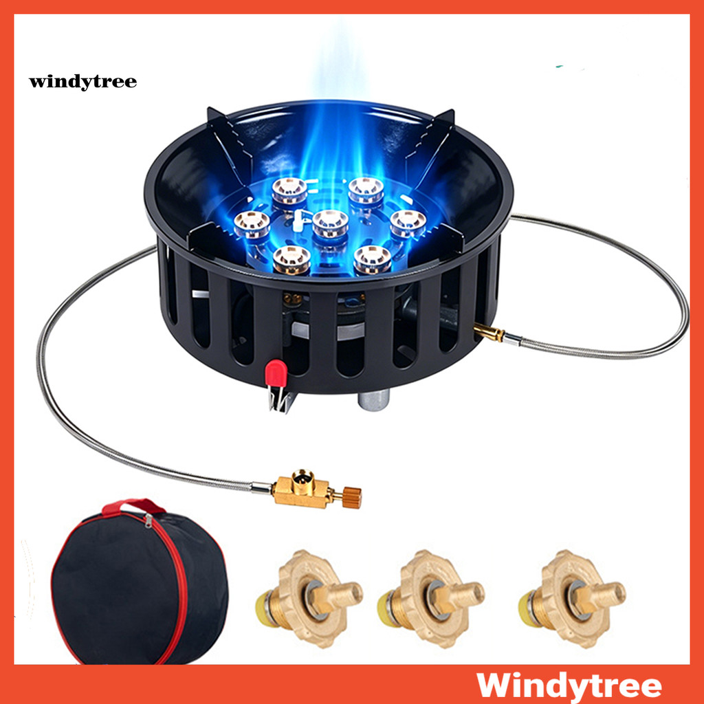 [W&T] Propan Burner Windproof เตาแก๊สกลางแจ้ง 72000 BTU High Output เตาแคมป์ปิ้งแบบพกพา 3 อะแดปเตอร์