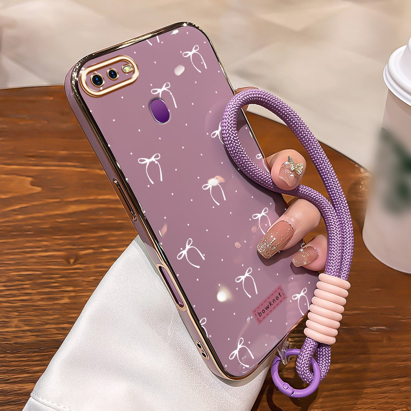 ปลอก HP สําหรับ OPPO F9 F9 Pro F7 A7X Realme U1 Realme 2 Pro Case หุ้มด้วยโบว์น้อย Kasing ขอบเคลือบท