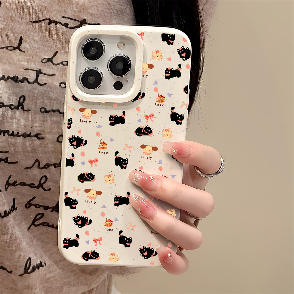 Ibumpers Kawaii แมวขนมหวานพาสเทลสีชมพูพิมพ์ใสกันกระแทก TPU สําหรับ iPhone 17-11 X XS XR Pro Max Plus