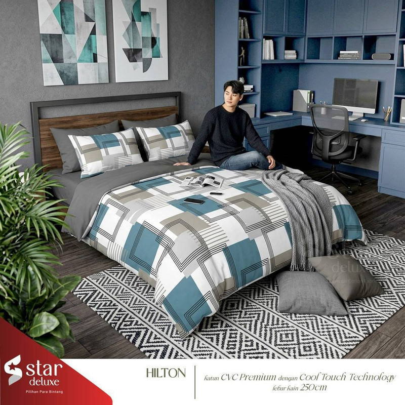 KATUN Hilton Motif STAR ชุดผ้าปูที่นอนผ้าฝ้ายระดับพรีเมียม