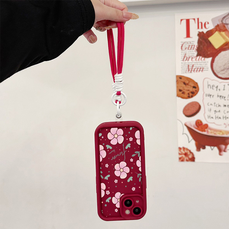 เคสสำหรับ VIVO Y75 Y55 5G Y55s Y33s Y33e Y30 5G Y52T T1 5G เคสโทรศัพท์ดอกไม้สายคล้องสามสีซิลิโคนกันกระแทก ราคา ถูกที่สุด ดีลบีเคเค แกลเลอรีภาพที่ 6