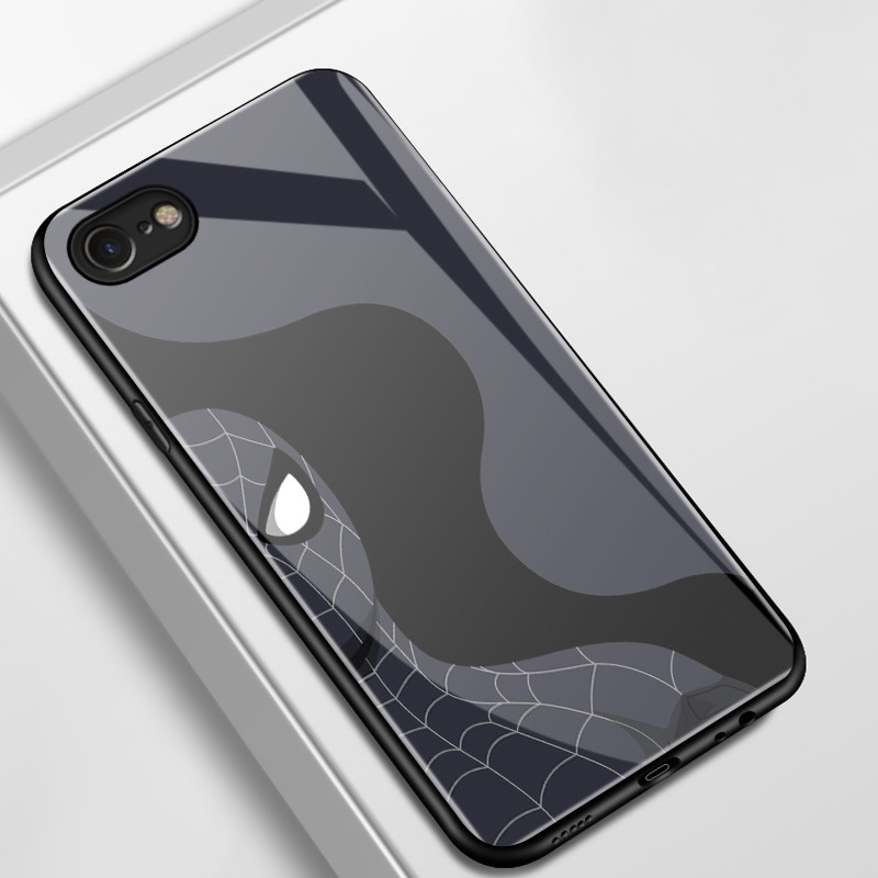 เคสสำหรับ iPhone 6 Plus 6s Plus 7 Plus 8 Plus X Xs Max Xr เคสโทรศัพท์วีรบุรุษการ์ตูนเปลือกแก้วกันกระแทก