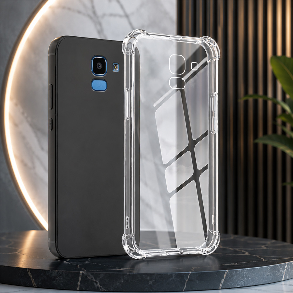 Samsung J6 2018 / J6 Plus / J6+ เคส tpu สีดําและโปร่งใสเพื่อจํากัดการตก