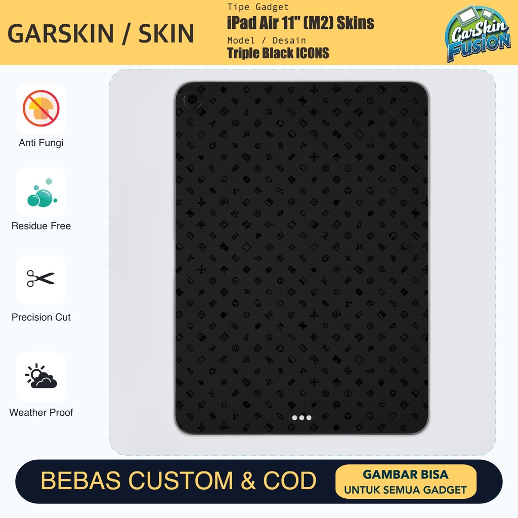 IPad Air 11 นิ้ว (M2) Triple Black ICONS เคสป้องกันรอยขีดข่วน | โดยฟิวชั่น | รหัส - YNW6