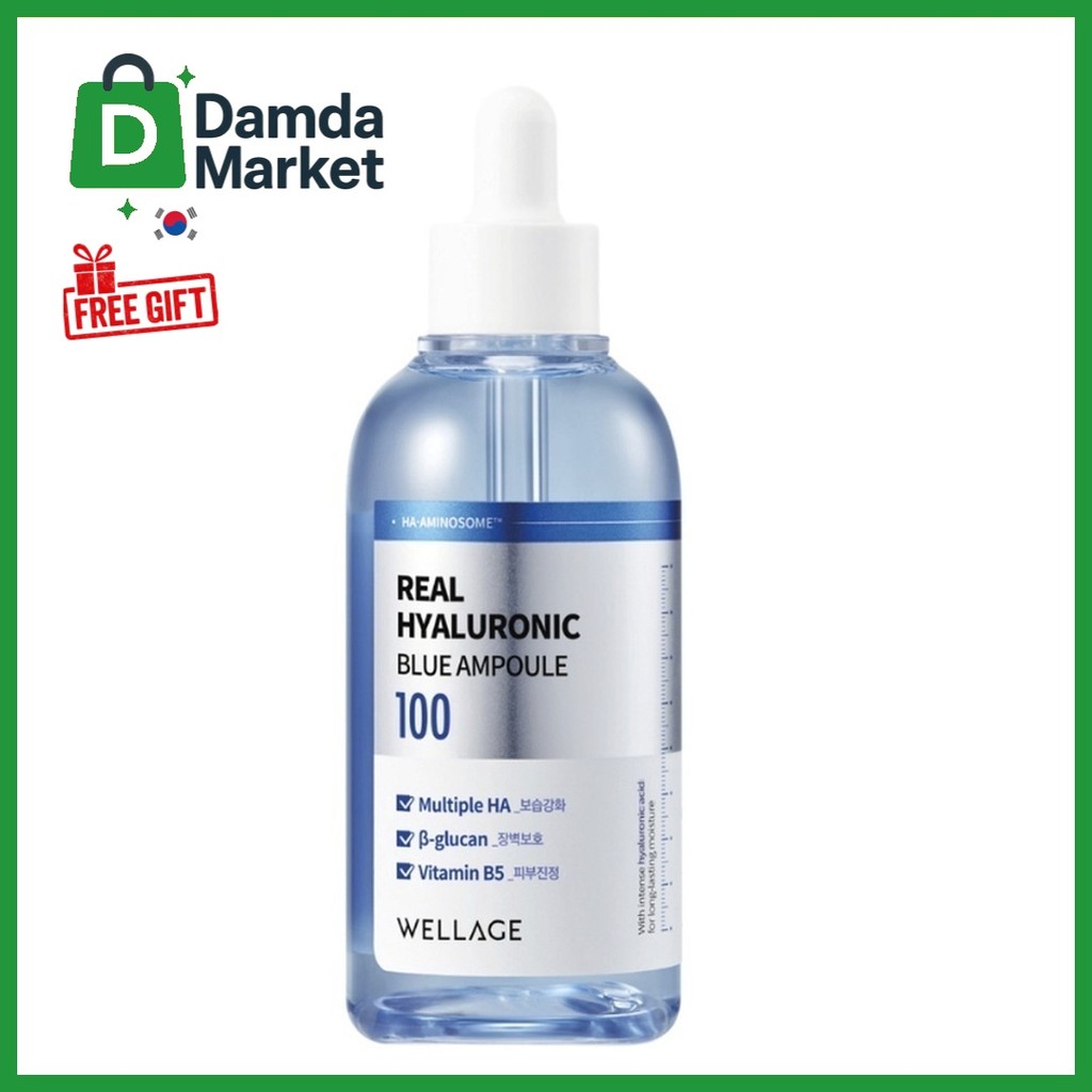 WELLAGE Real Hyaluronic Blue 100 Ampoule 60ml /Wellage Real Hyaluronic Toner 200ml/ Mask Pack 5P