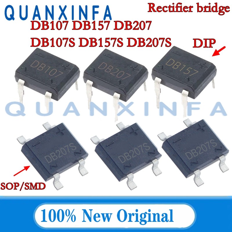 10-20PCS DB107 DB207 DB157 DB107S DB157S DB207S DIP/SOP 1A/2A/1000V Rectifier สะพาน