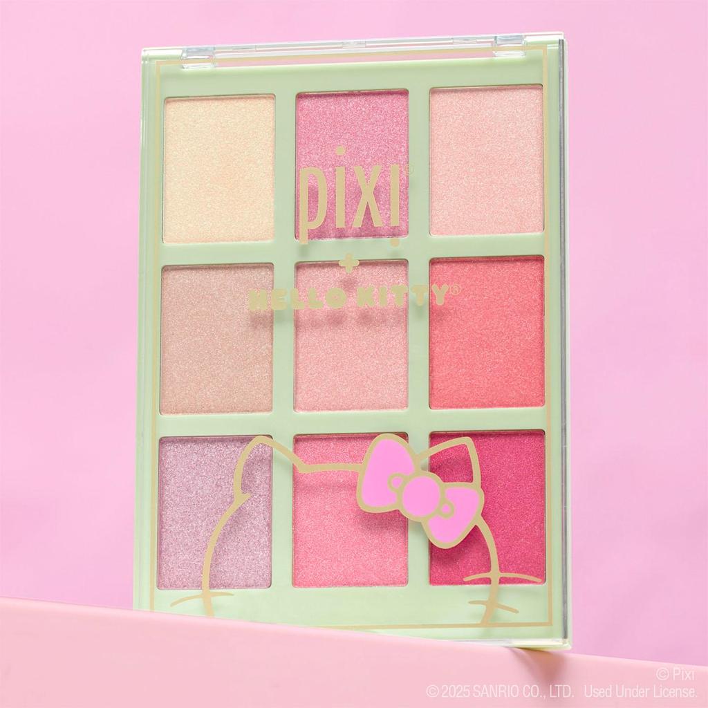 Pixi Hello Kitty Chrome Glow Palette +เฮลโล คิทตี้ อาย เอ็ฟเฟคท์ แชโดว์ พาเลท หน้าและตา สี Charming Glow 25.2g