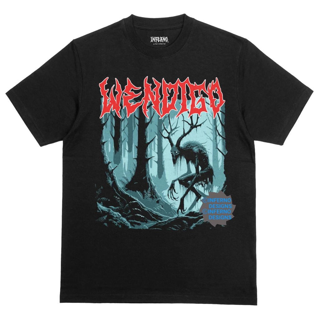 เสื้อยืดอินเทรนด์บุรุษใหม่เสื้อโลหะ Wendigo เสื้อ Cryptids กราฟิกสยองขวัญ