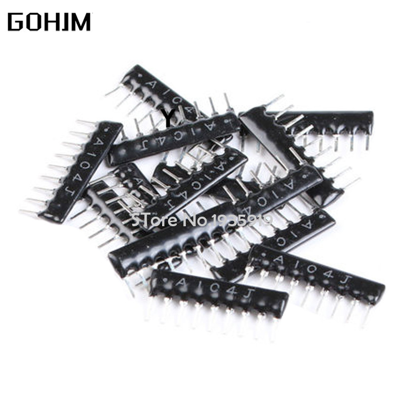 10PCS 5Pin 9Pin Exclusion Network Resistor Array DIP 100R 220R 330R 470R 510R 680R 1K 1.2K 1.5K 2K 2