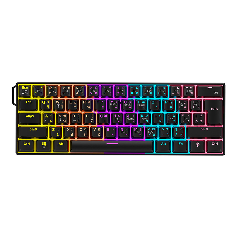 KEYBOARD (คีย์บอร์ด) AJAZZ NK61 - RED SWITCH RAINBOW LED EN/TH BLACK \