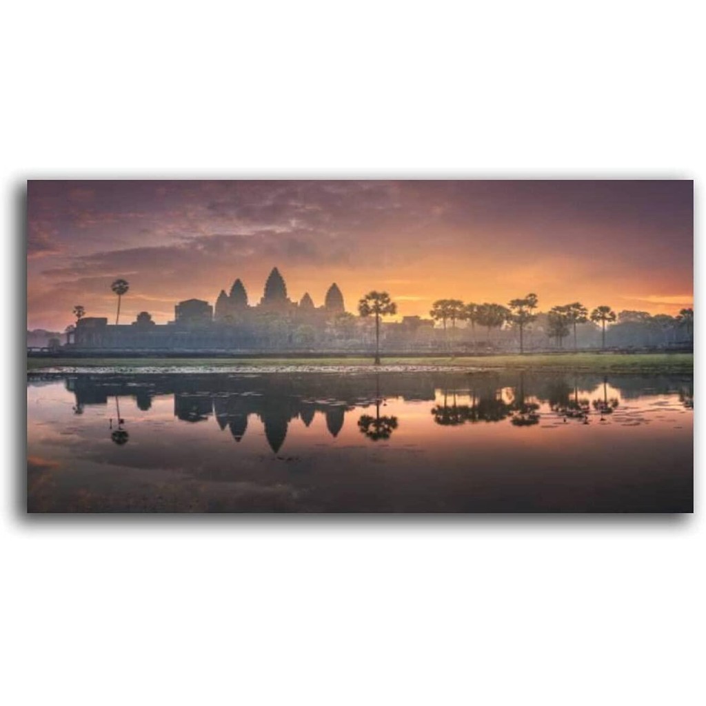 Wall Art Sunrise View of วัดโบราณ Complex Angkor วัด Siem Reap กัมพูชา ภาพวาดโปสเตอร์พิมพ์