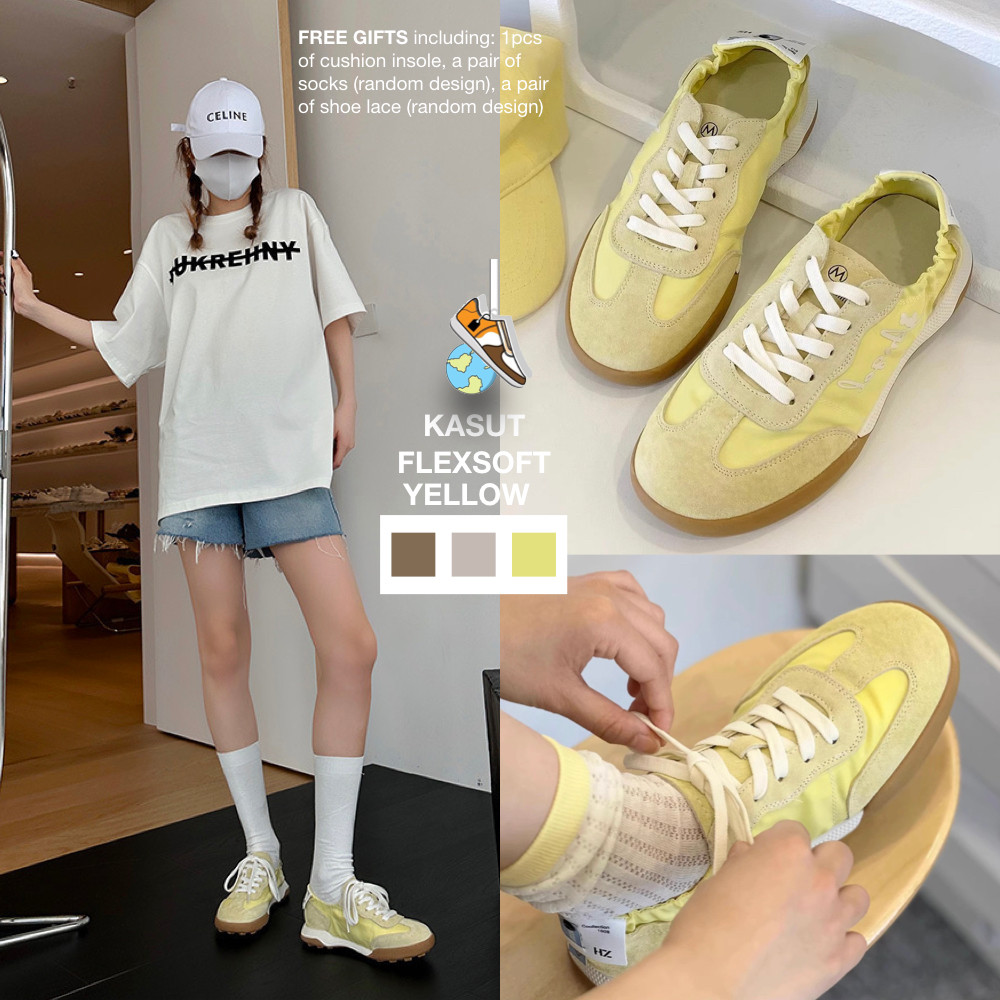 ทาโล👸🏻👟36-40 ONLINE EXCLUSIVE รองเท้าผ้าใบ YELLOW FLEXIBLE SOLE SHOES insta เพิ่มความสูงสบายเท้าสวมใ