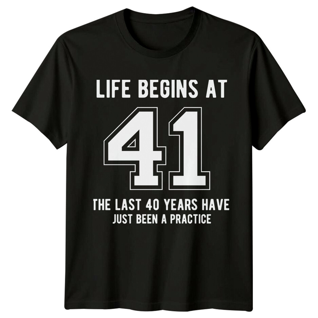 Life Begins At 41 Birthday Mens T-Shirt Graphic Tee 41St