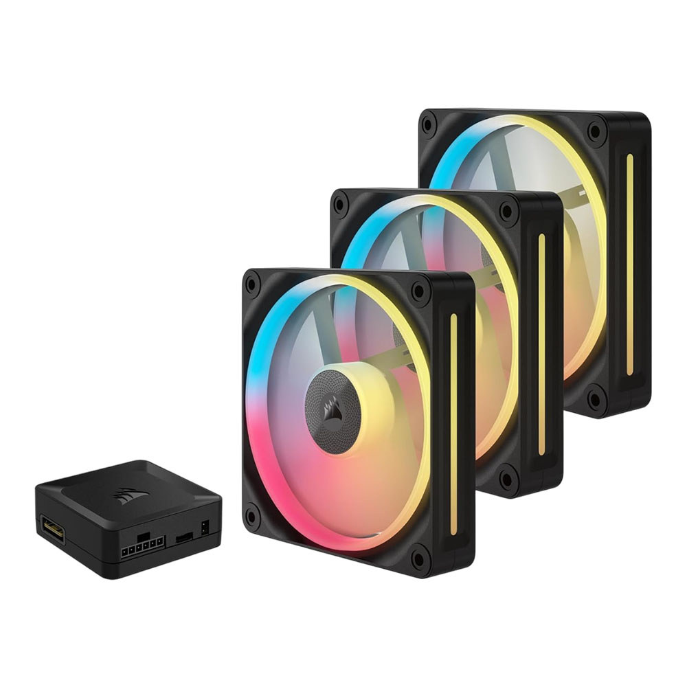 CASE FAN (พัดลมเคส) CORSAIR ICUE LINK LX120-R RGB - 120MM RGB PWM REVERSE TRIPLE PACK BLACK /