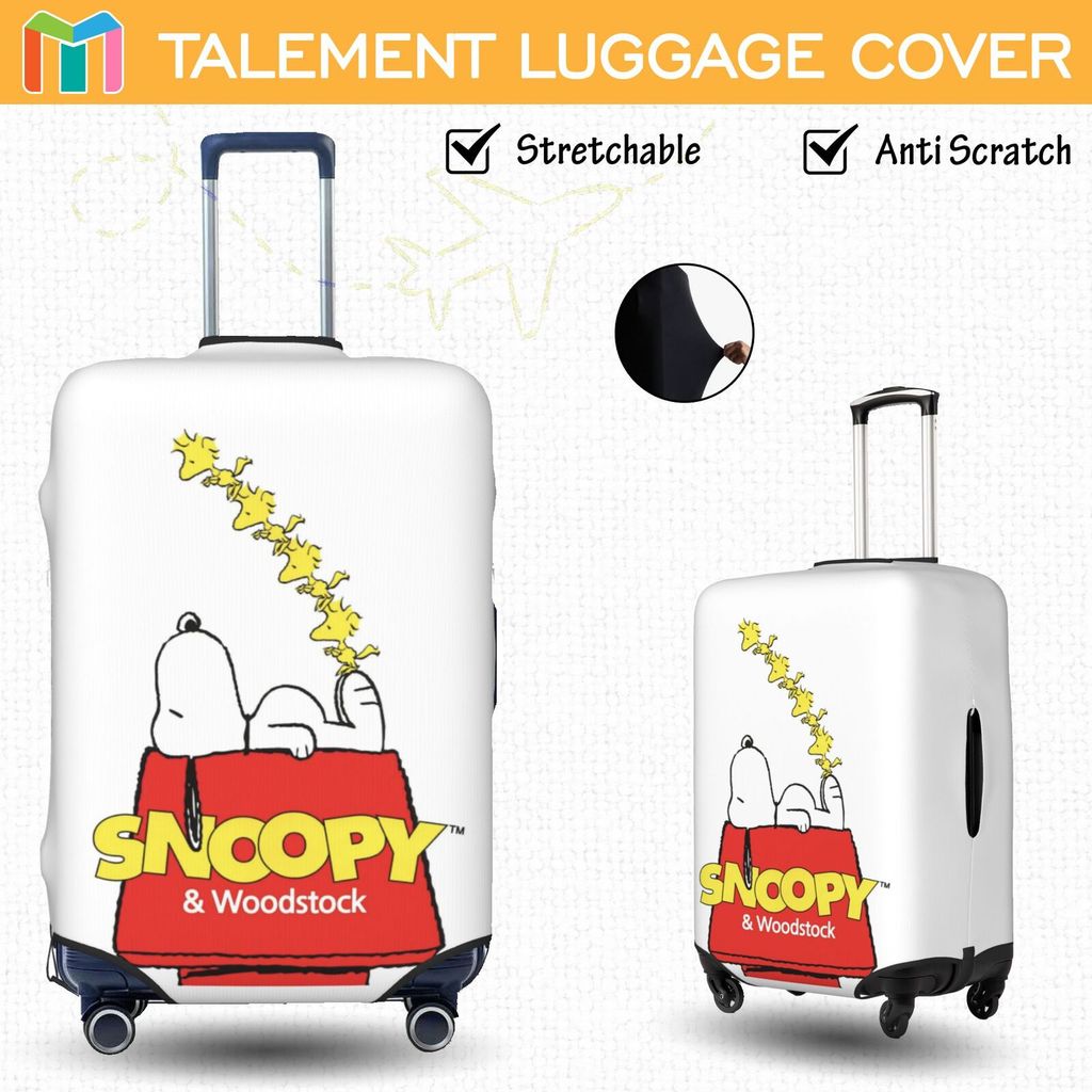 Snoopy ผ้าคลุมกระเป๋าเดินทาง ผ้าสแปนเด็กซ์ แบบยืดหยุ่น ยืดหยุ่น เป็นรายบุคคล ซักได้ อุปกรณ์สำหรับเดิ