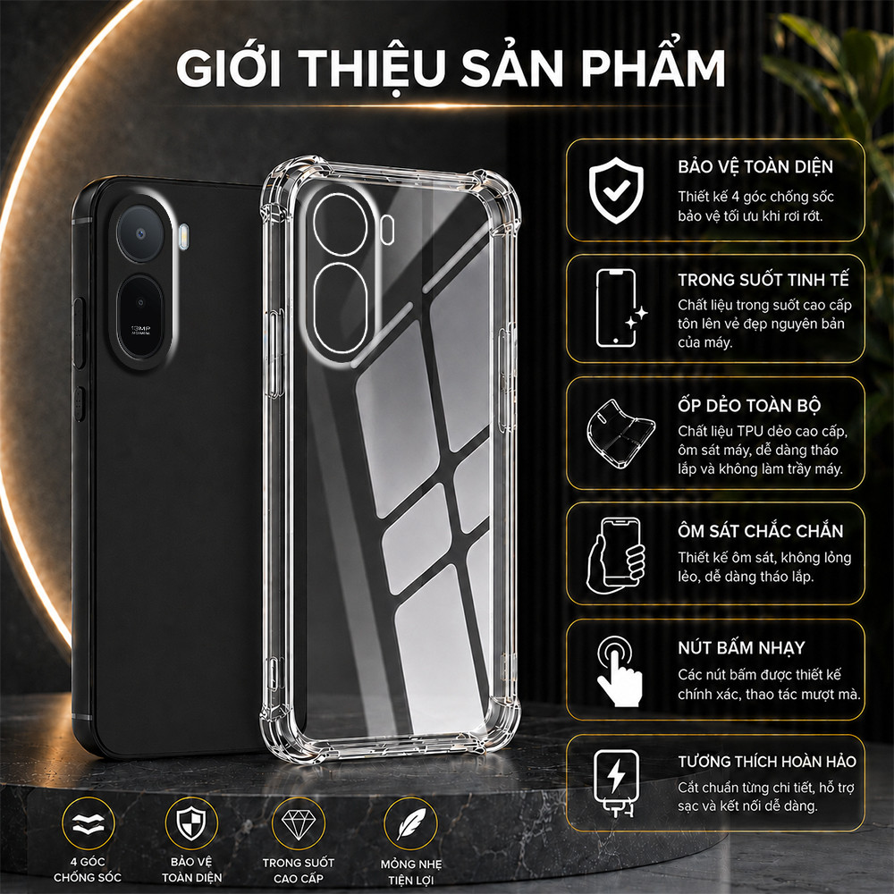 Xiaomi Redmi A7 Pro / Poco C85x 5G เคสนิ่ม กันกระแทก tpu สีดําพื้นฐาน ปกป้องเครื่อง