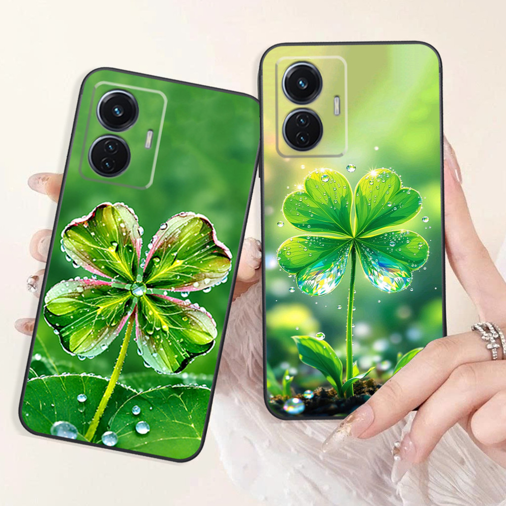 Vivo Y55 4G - Y55 2022 เคสโคลเวอร์ 4 ใบ เพื่อโชค สันติภาพ ป้องกันกล้อง