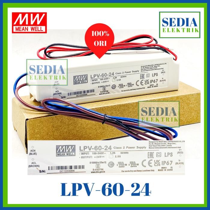MEANWELL LPV-60-24 แหล่งจ่ายไฟ LED กลางแจ้ง LPV6024 LPV 60 24