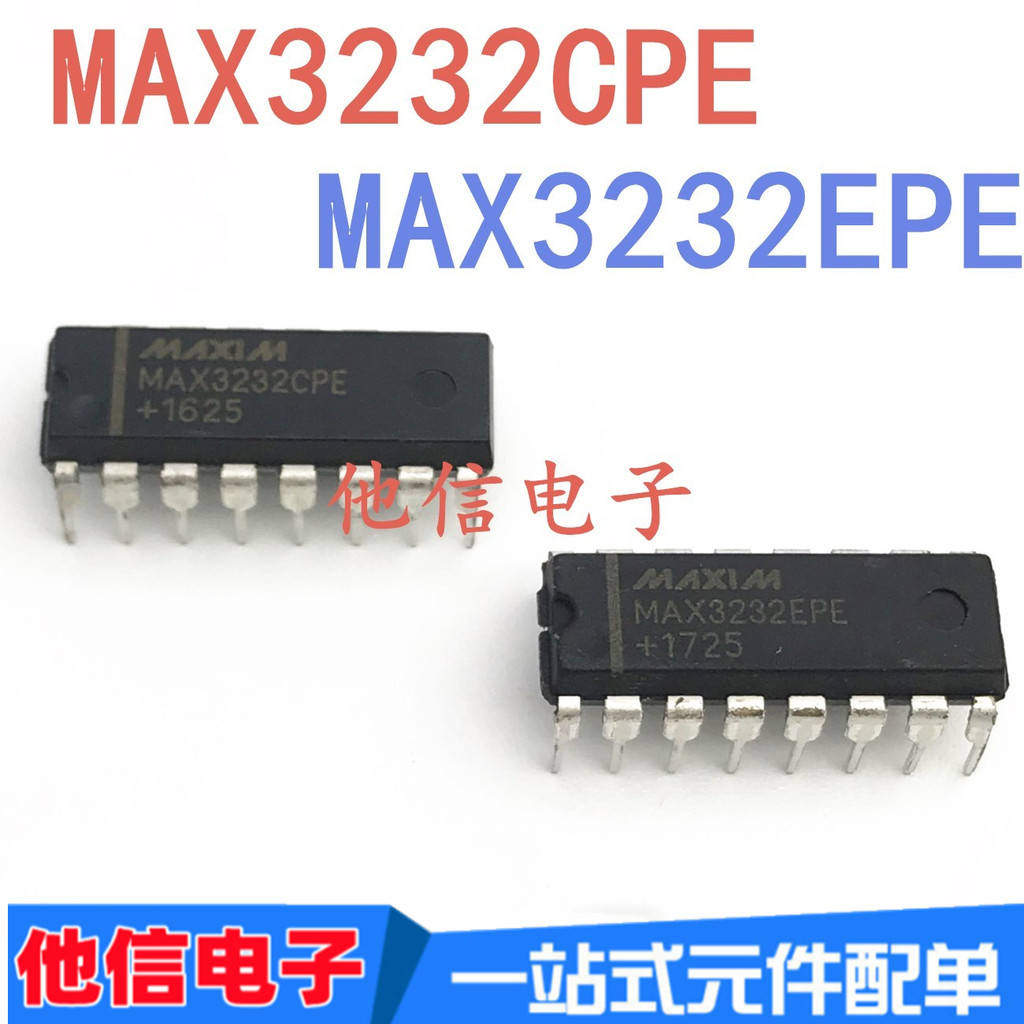 2PCS ยี่ห้อใหม่ MAX3232 3232CPE MAX32EPE DIP-16 RS-232 Transceiver