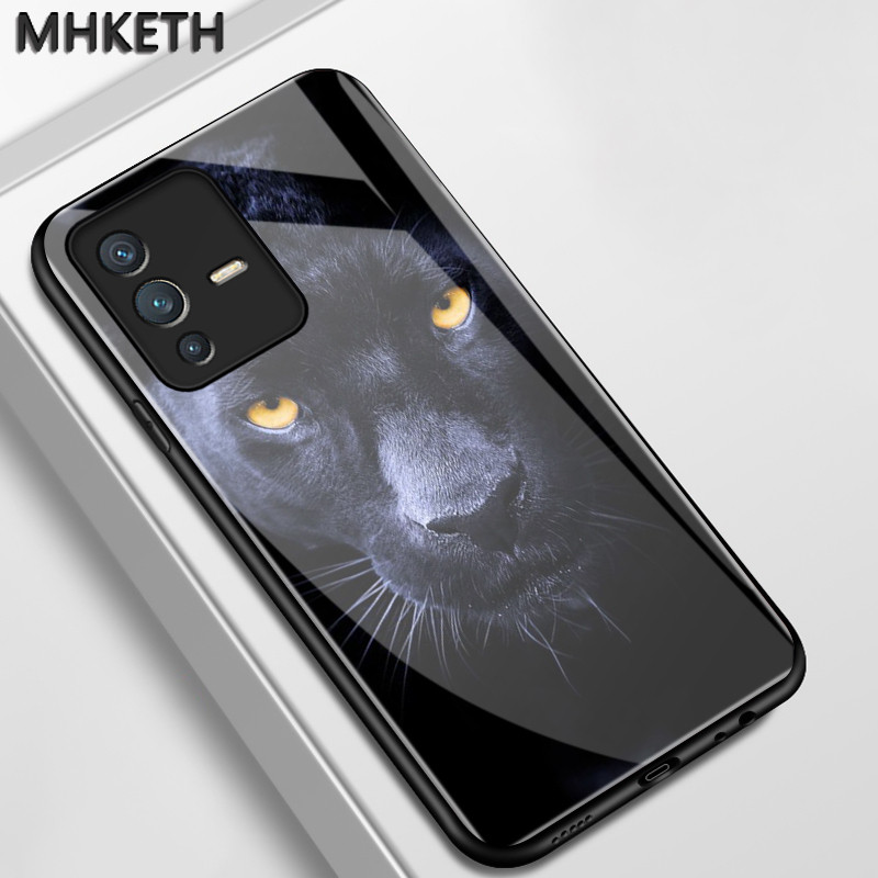 เคสสำหรับ VIVO V23 5G V23i 5G V23E 4G V23E 5G Y75 เคสแก้วทนต่อการแตกลายเสือดำแบบมีลักษณะเฉพาะตัวเคสโทรศัพท์
