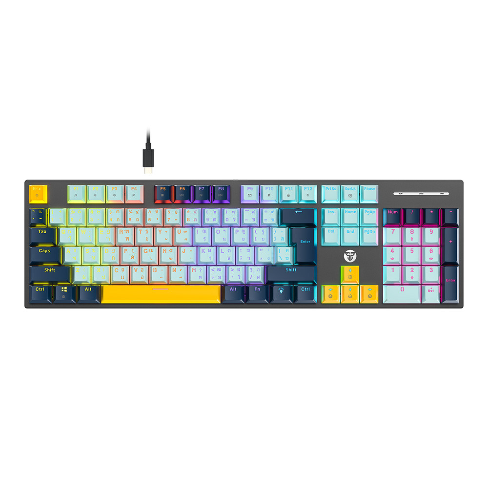 KEYBOARD (คีย์บอร์ด) FANTECH ATOM104 MIZU EDITION MK889S RED SWITCH RAINBOW LED EN/TH - SKY BLUE ..
